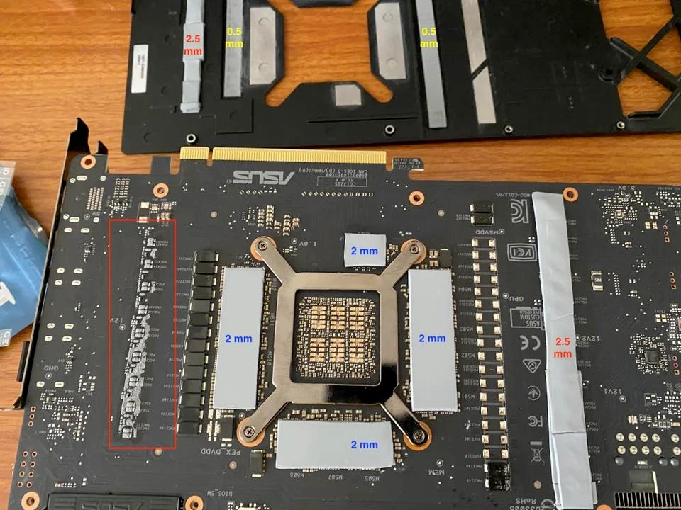 ASUS ROG STRIX NVIDIA GeForce RTX 3090: Thermal Pad Guide (0.5, 1, 2, 2.5mm)