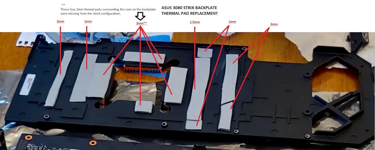ASUS ROG STRIX NVIDIA GeForce RTX 3080 OC: Thermal Pad Guide (1mm to 3mm)