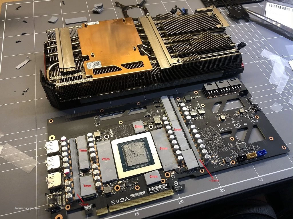 EVGA GeForce RTX 3080 FTW3 ULTRA GAMING: Thermal Pad Guide (1mm, 2mm, 3mm)