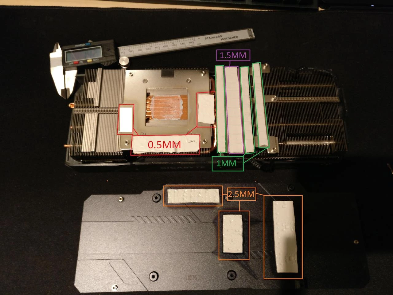 GIGABYTE RTX 2080 GAMING OC: Thermal Pad Sizes Guide