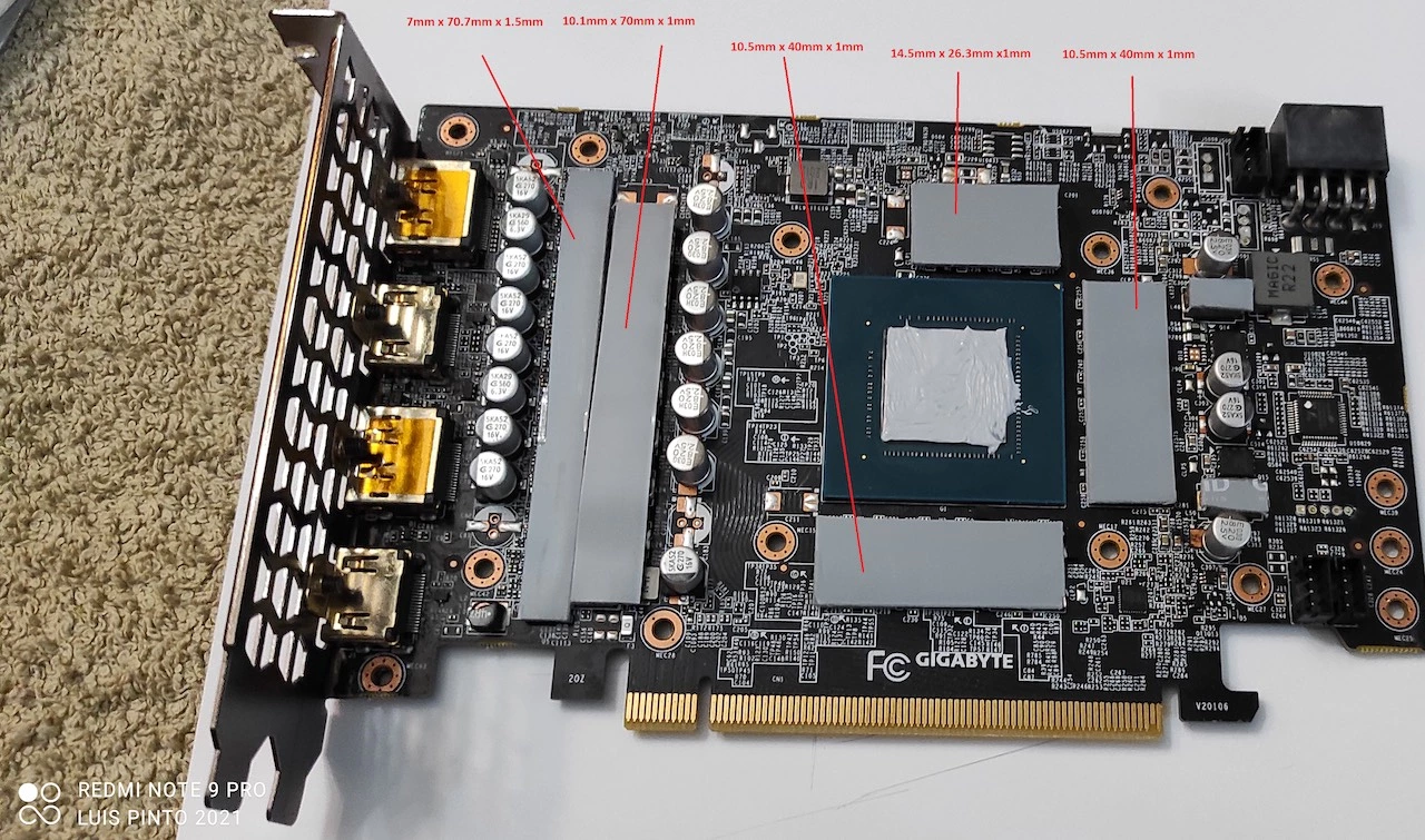 GIGABYTE RTX 3060 Ti EAGLE OC: Thermal Pad (1mm & 1.5mm)